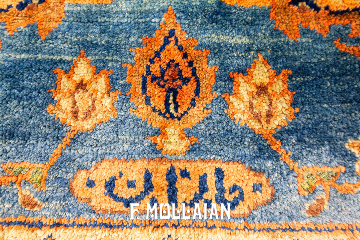 Tapis Persan Kashan Soie Couleur Bleu Céleste n°:270028